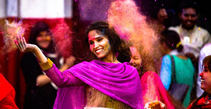 holi girl indian dance fun paint festival holiday culture